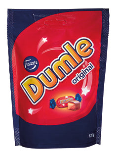 Dumle Original — it’s the perfect mix of caramel chew and chocolate melt. (120 g bag)